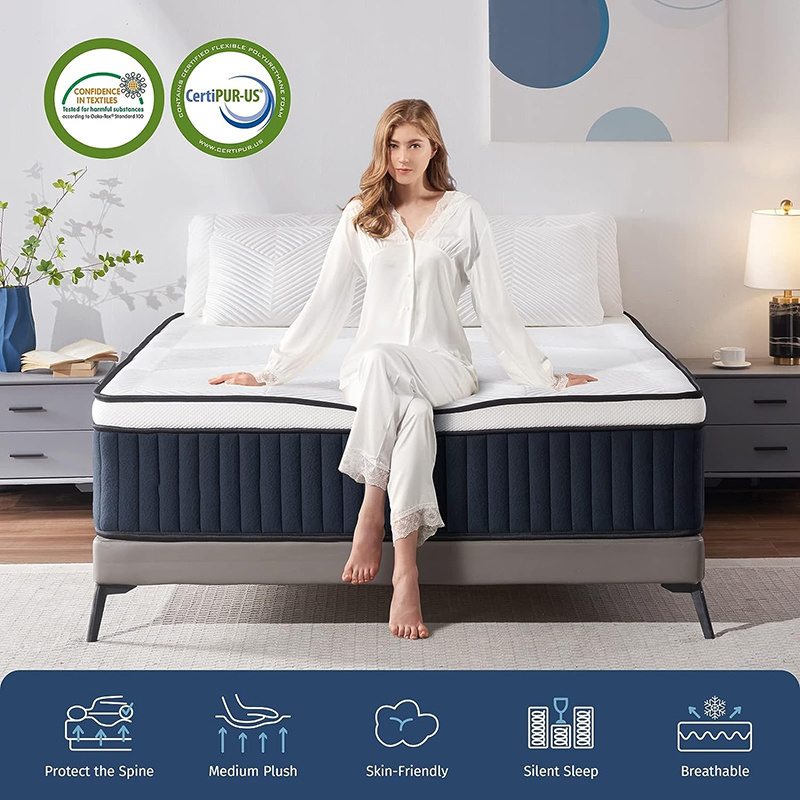 King queen single size with mattress in a box Matratze Colcho brands coil memory foam pillow top pocket bed spring mattress