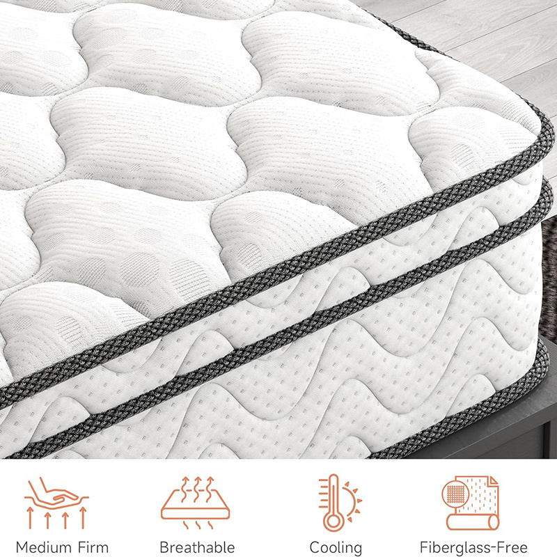 Single Spring Mattress With Air Buffer Spring Gel Memory Foam Mattresses Bedroom Furniture Support Medium Firm,30 Cm Height Bed