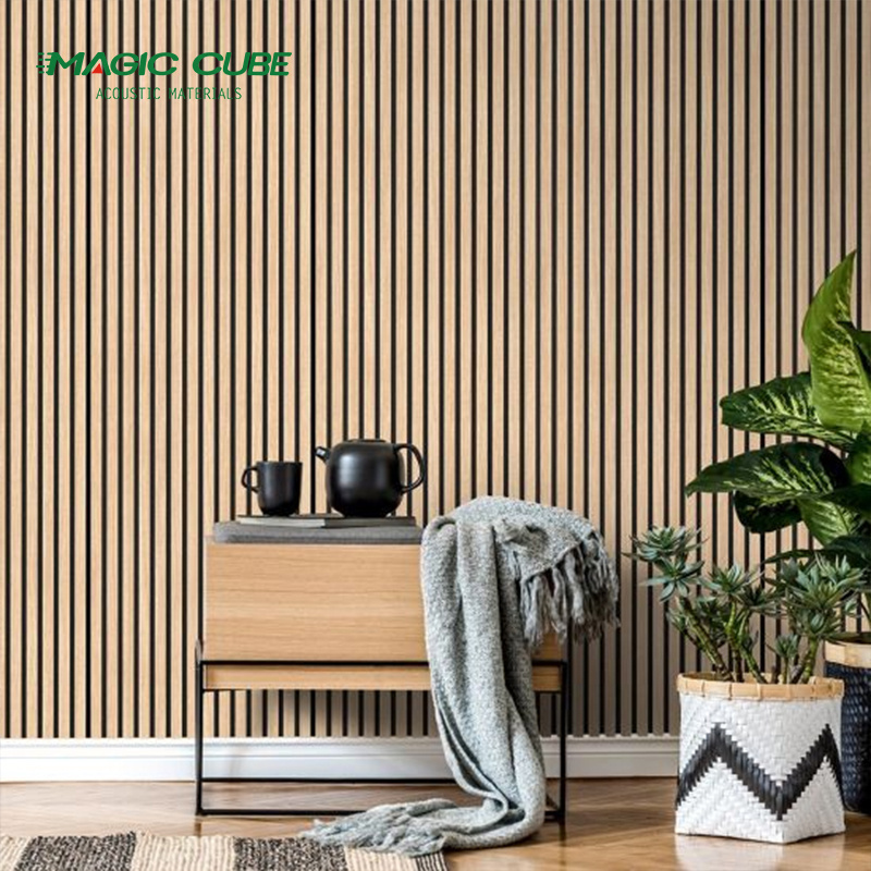 Recycled PET Black Felt Backing Acoustic Panel Akupanel High quality wood slatted wall acoustic panels