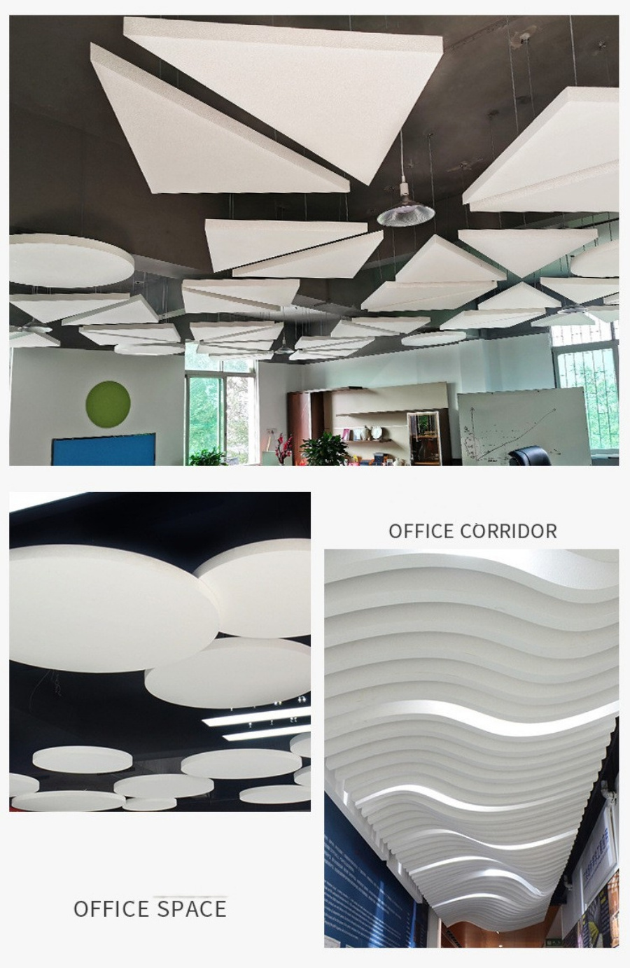 Sound Insulation Polyester Fibre Acoustic Ceilings Panel Suspended Clouds And Baffles