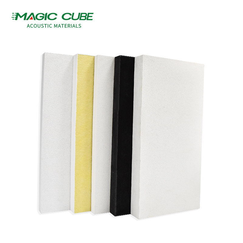 Sound deadening tiles acoustic white fiberglass false ceiling soundproof panels For Hot selling