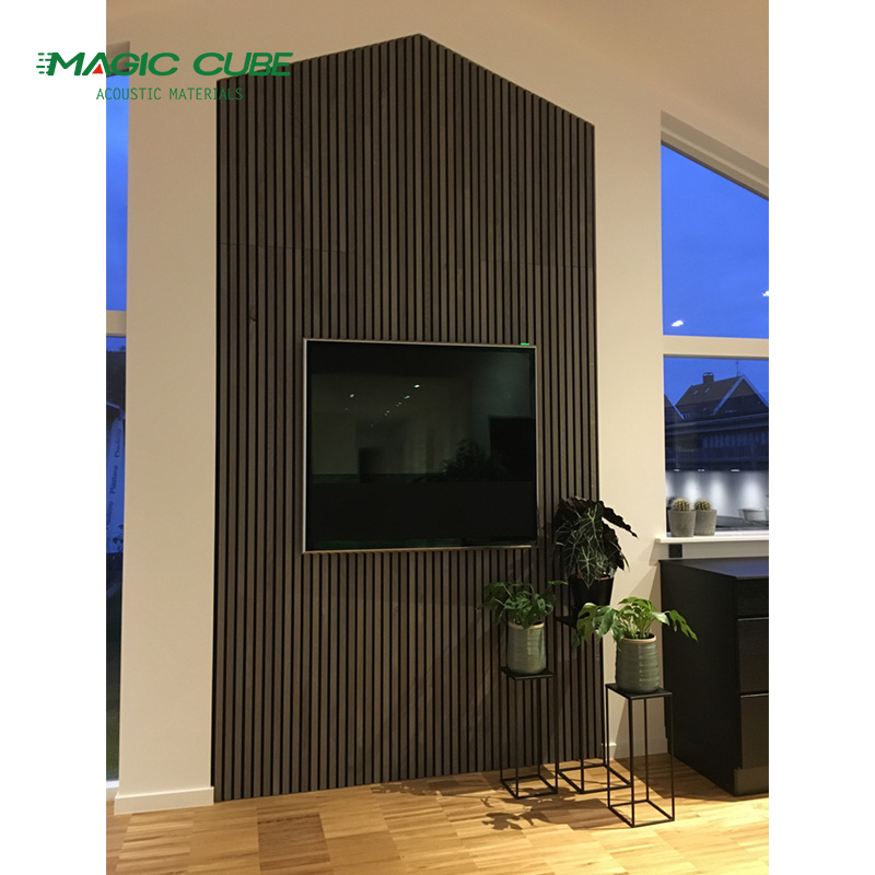 Recycled PET Black Felt Backing Acoustic Panel Akupanel High quality wood slatted wall acoustic panels