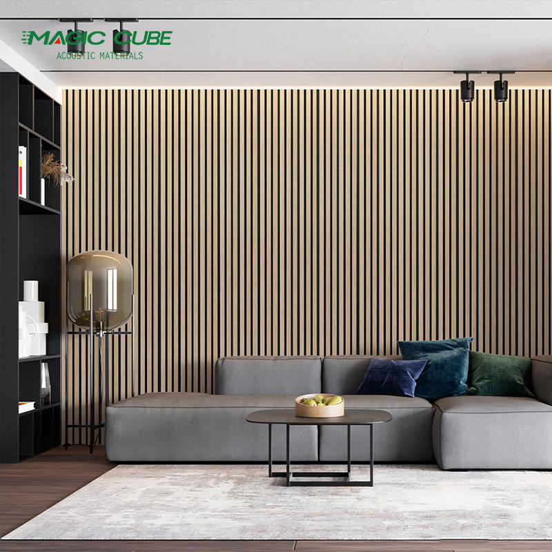 High quality sound-absorbing wooded slat MDF acoustic panel for wall decoration