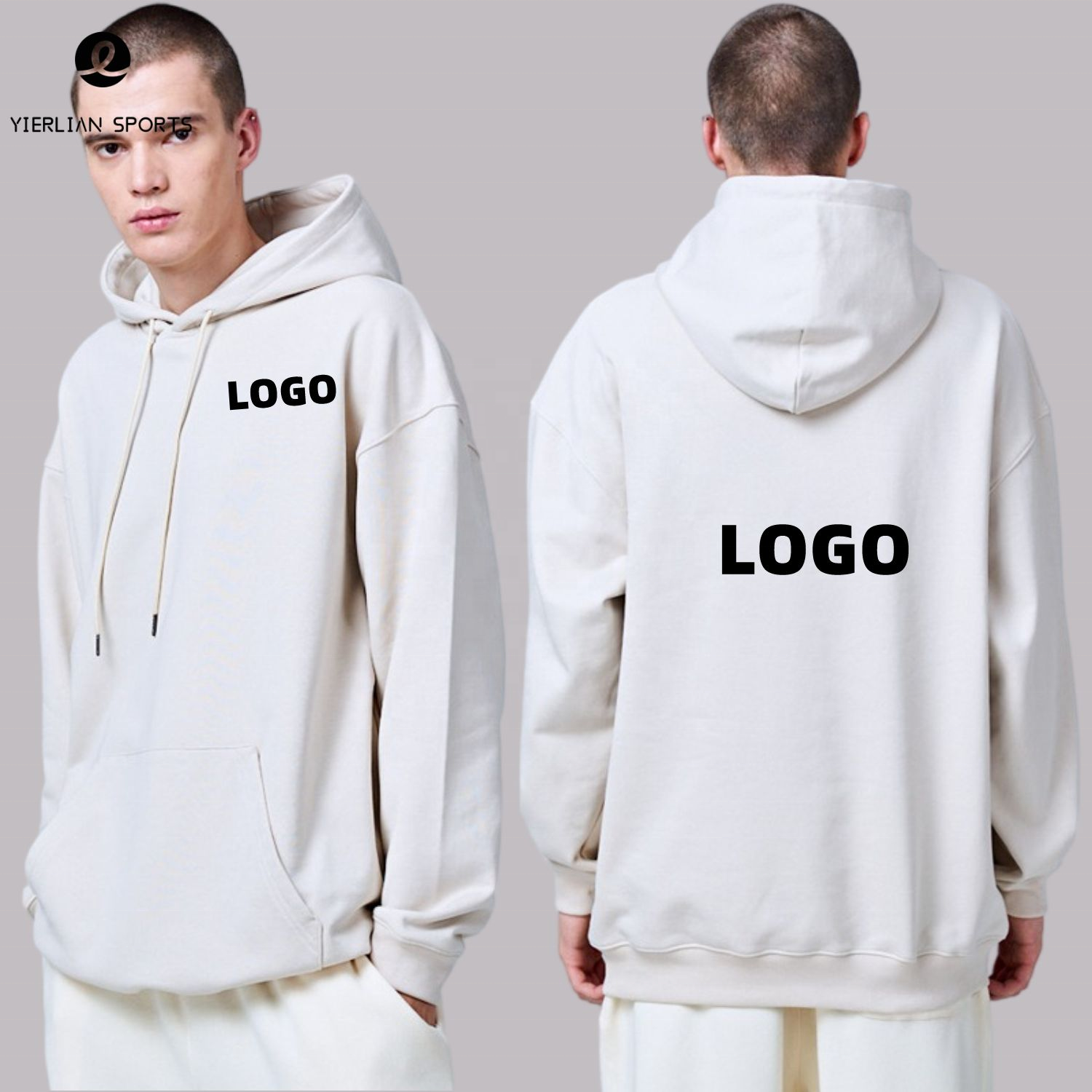 Custom Mens Fashion Pullover French Terry 360G 480G Cotton Heavyweight Solid Casual Sports Hooded Sweatshirt Oversized Hoodie