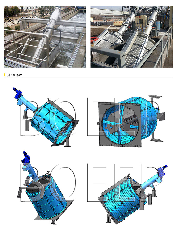 Hot Sale Stainless Steel Sewage Treatment Plant Rotary Drum Fine Screen Automatic Rotary Drum Screen