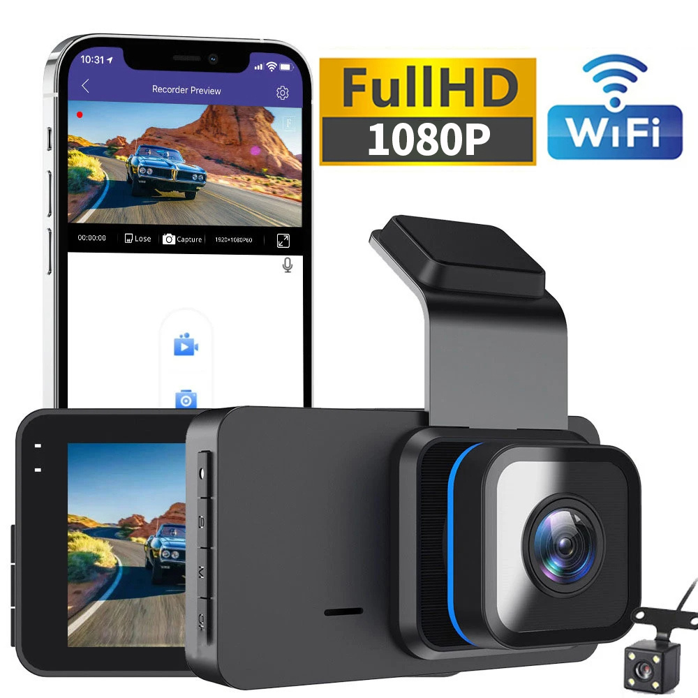 1080P Full Hd Front And Rear Dual Lens Car Video Recorder Reversing Parking Aid Wifi Dash Cam  Vehicle Wireless Car Camera Dvr