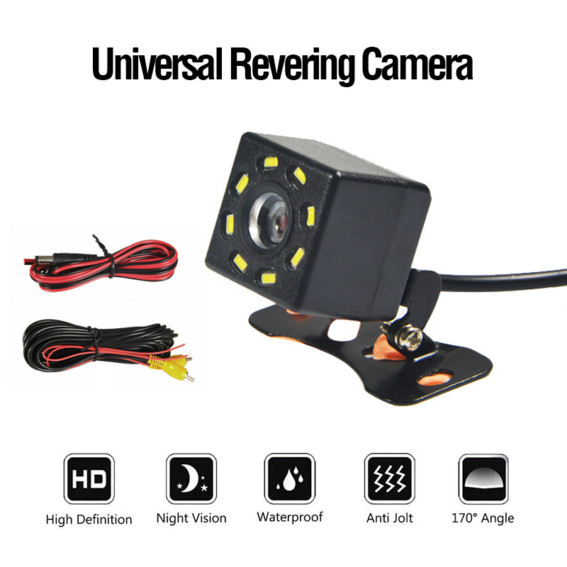 For Universal Cars Suv 8 Led Lights Night Vision Wide Angel Parking Lines Waterproof Car Back Up Rear View Vehicle Camera