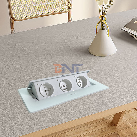 Europe hotel popular pop up desktop hidden socket with bottom cable holder