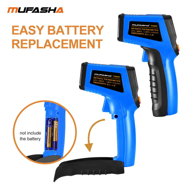 MUFASHA Industrial infrared Thermometer -50-600C Gun Pyrometer LCD digital laser Handheld High Low thermometer TS600