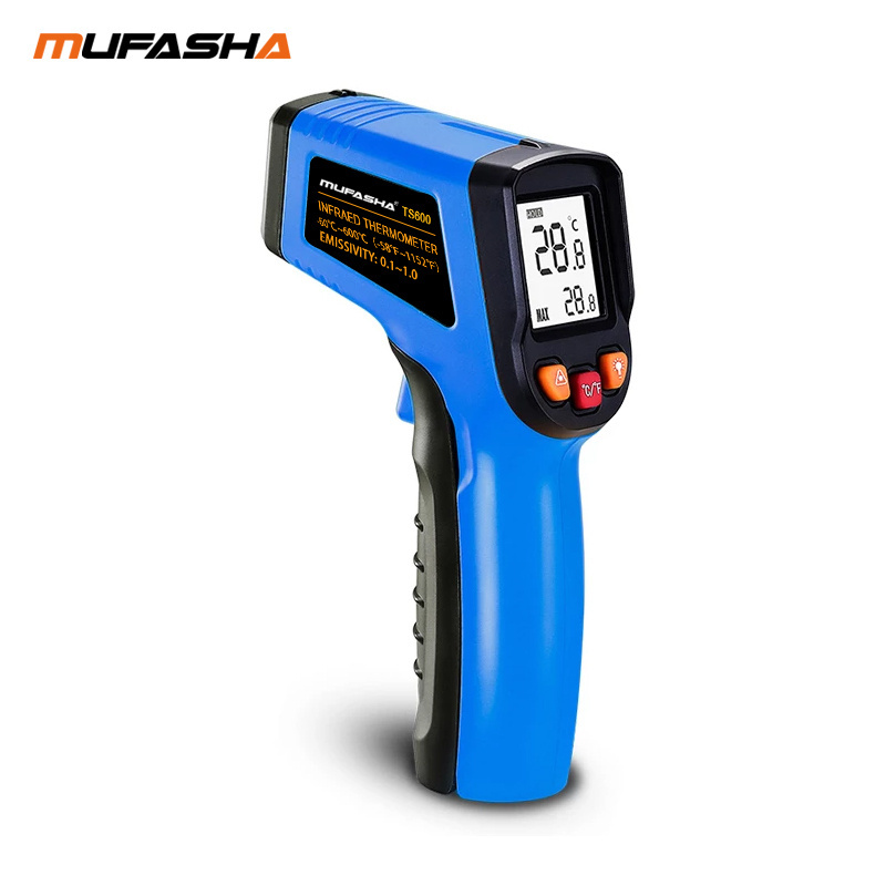 MUFASHA Industrial infrared Thermometer -50-600C Gun Pyrometer LCD digital laser Handheld High Low thermometer TS600