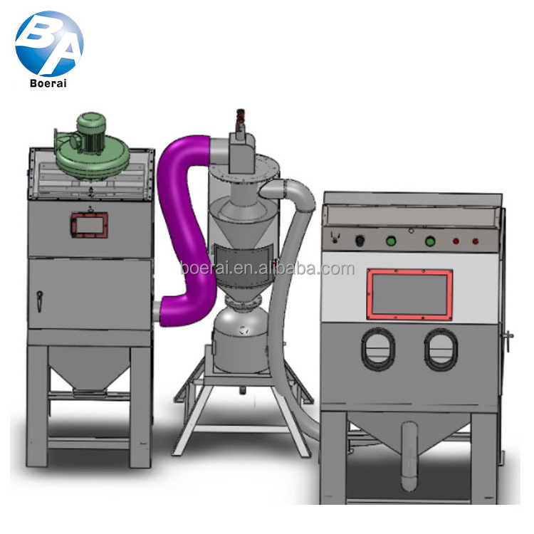 Direct pressure sandblasting cabinet with Cyclone - Pressure pot  and Independent dust collector