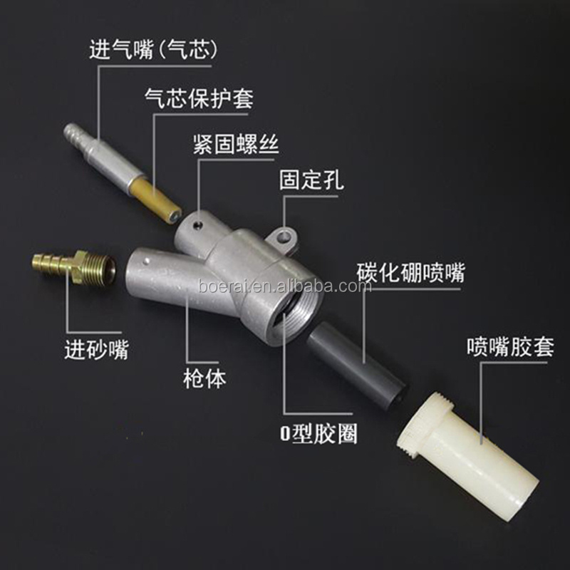 Special spray gun for manual and automatic sandblasting machine / Aluminum alloy sandblasting gun