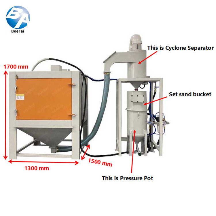 Direct pressure sandblasting cabinet with Cyclone - Pressure pot  and Independent dust collector