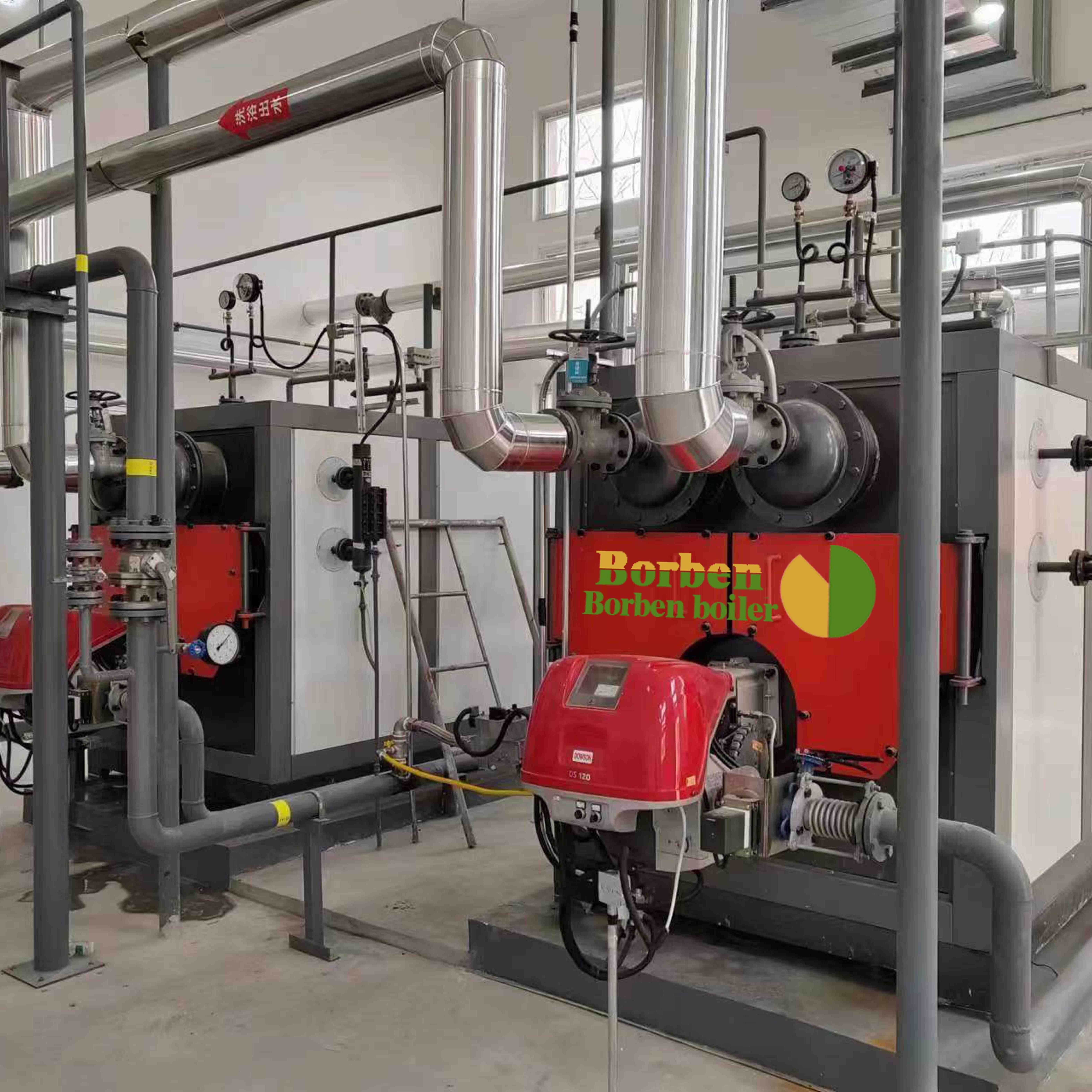 Industrial diesel gas steam boiler 2000 Kw 2 Tone horizontal supply water pipe hot water steam boiler steam generator