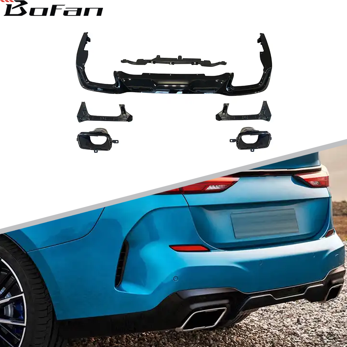 Wholesale Auto Accessories M235i Style Car Rear Bumper Diffuser With Tips For BMW F44 M-Tech