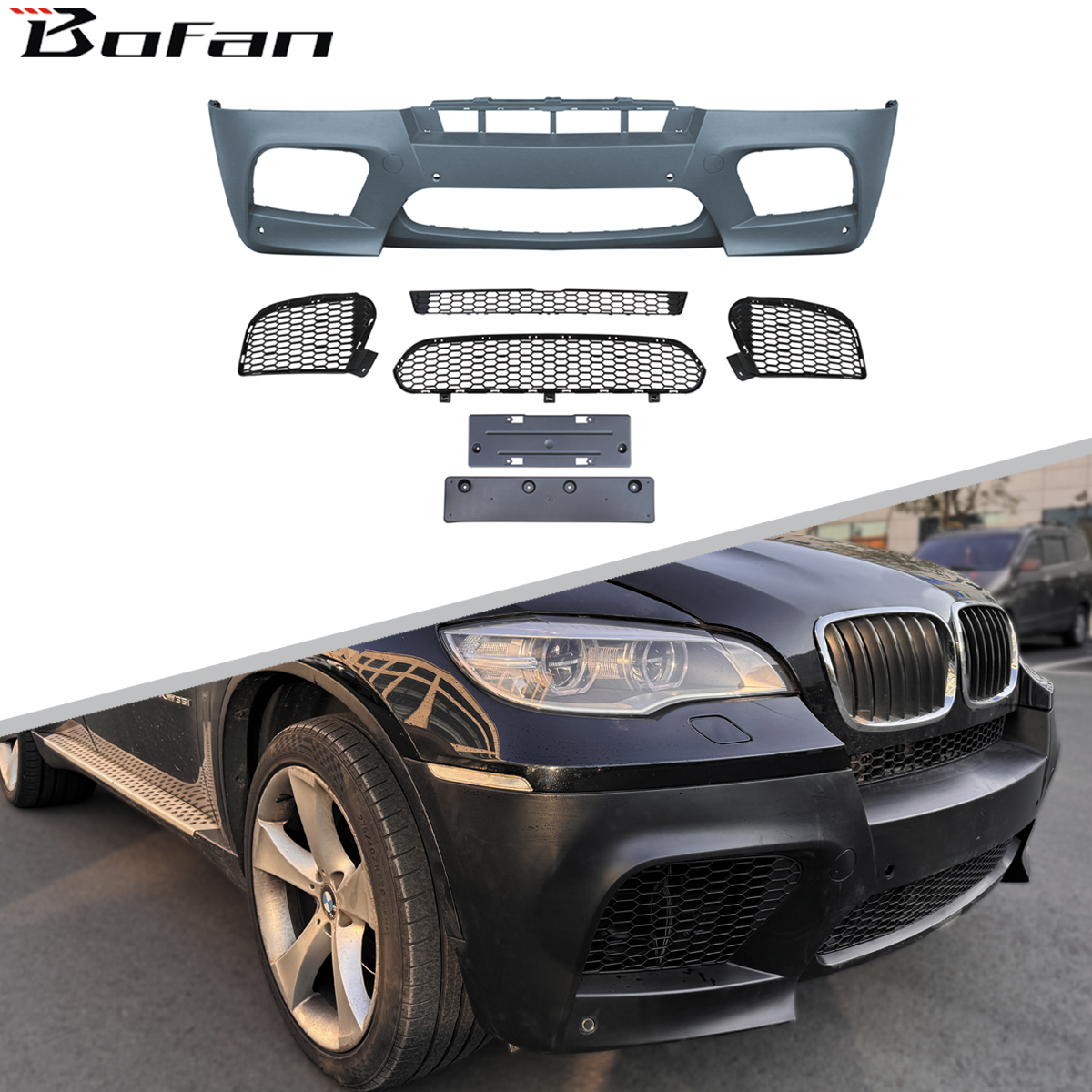 New Car Parts Body Kit For BMW X6 E71 Upgrade X6M Front Bumper Rear Lip Front Grille Spoiler Body Kits