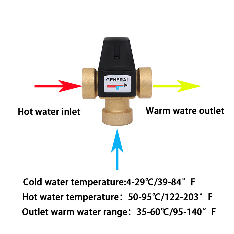 3 Way DN20 DN25  Mixing Valve male thread Brass Thermostatic for Solar Water Heater Tools Accessory