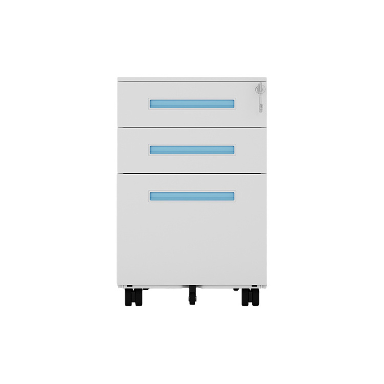 White whit lock office furniture Vertical 4 3 Drawers Metal Filling Cabinet 3 Layer Steel storage metal units file cabinet