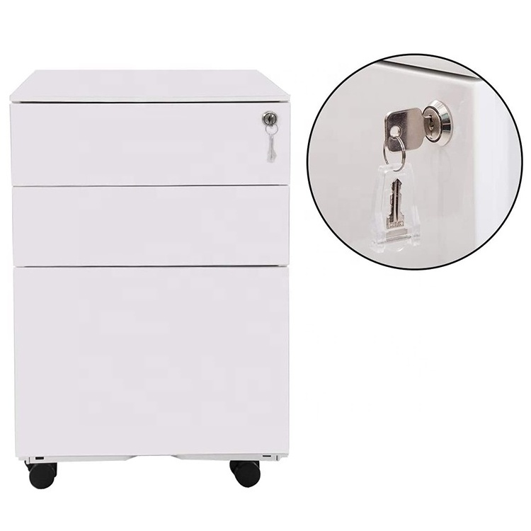 Movable metal  file cabinet with locks moves the base drawer cabinet