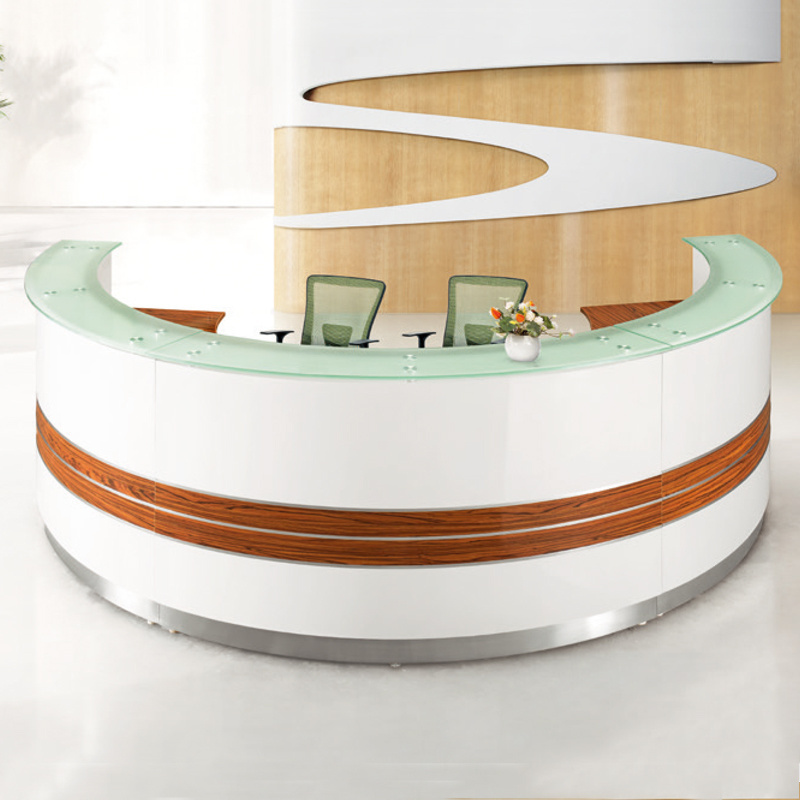 Modern Standard Size Custom Smoothness Surface Round Curved Circular Reception Desk