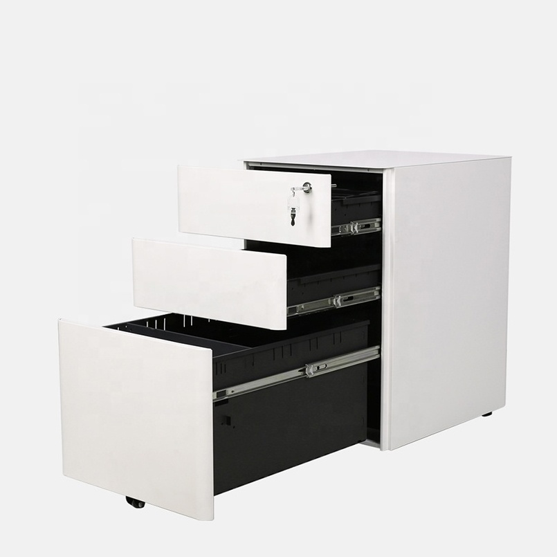 Movable metal  file cabinet with locks moves the base drawer cabinet