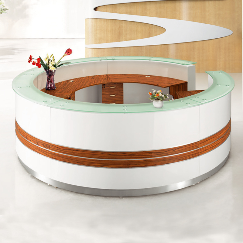 Modern Standard Size Custom Smoothness Surface Round Curved Circular Reception Desk