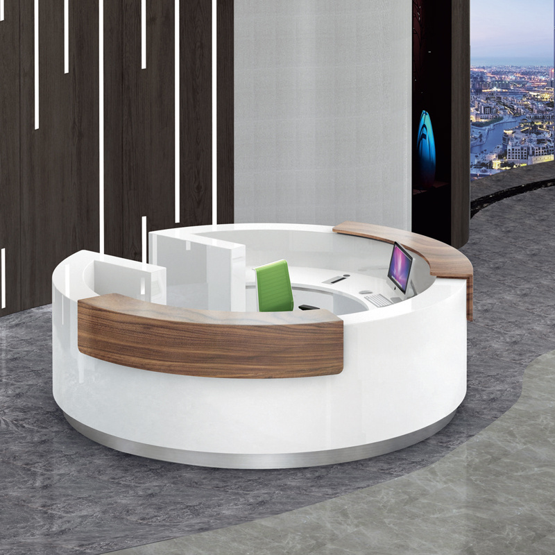 Modern Standard Size Custom Smoothness Surface Round Curved Circular Reception Desk