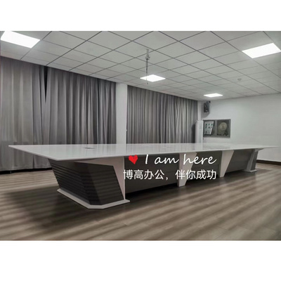 White lacquer conference table long table simple modern large rectangular reception negotiation office conference desk and chair