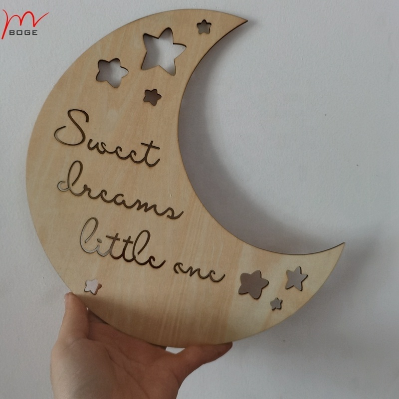 MOON shape  Hello Little One Baby Arrival Sign baby room wall decoration