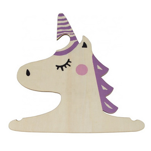 Cute Cartoon unicorn Wooden Children Clothes Hanger Wood Coat Rack Baby Hanger For Kids Room Decoration Hook