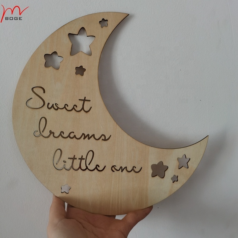 MOON shape  Hello Little One Baby Arrival Sign baby room wall decoration