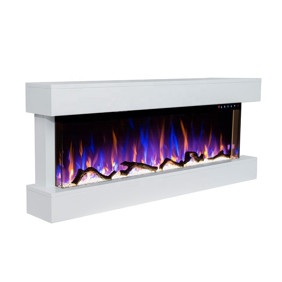 new design China 50 inch 3 side wall mounted floating electric fireplace mantel suits home heaters