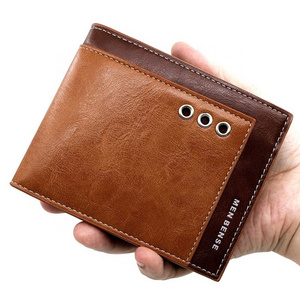 Brand unique creative wholesale cheap modern western zip leather slim bifold small wallets for mens