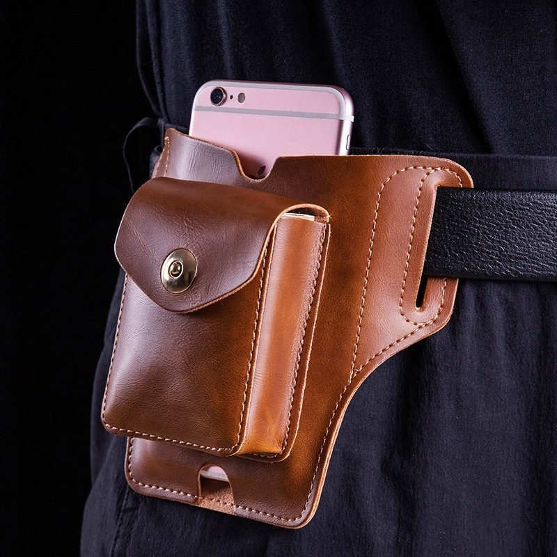 2023 popular cigarette case hiking crossbody mini leather pouch waist mobile phone bags for men