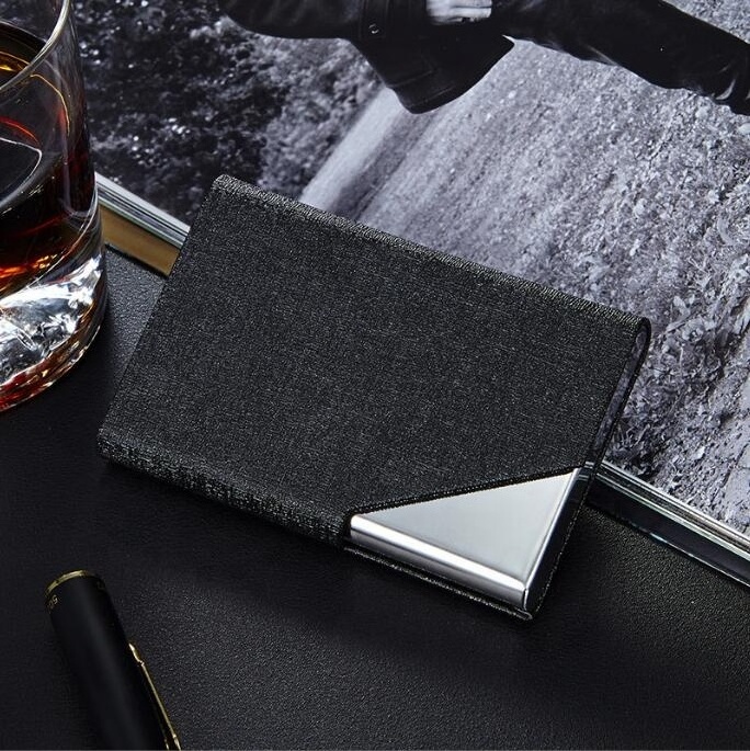 PU Leather Aluminum Stainless Metal Name Card Case Box For Men Woman Personalized Business Card Holder