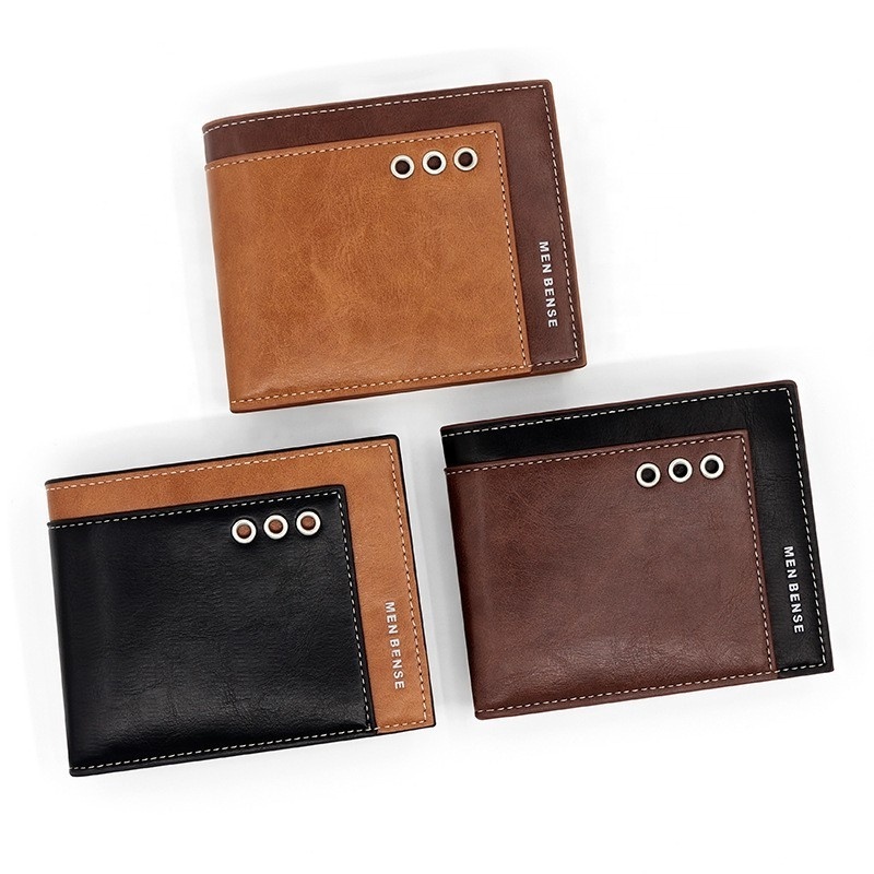 Brand unique creative wholesale cheap modern western zip leather slim bifold small wallets for mens