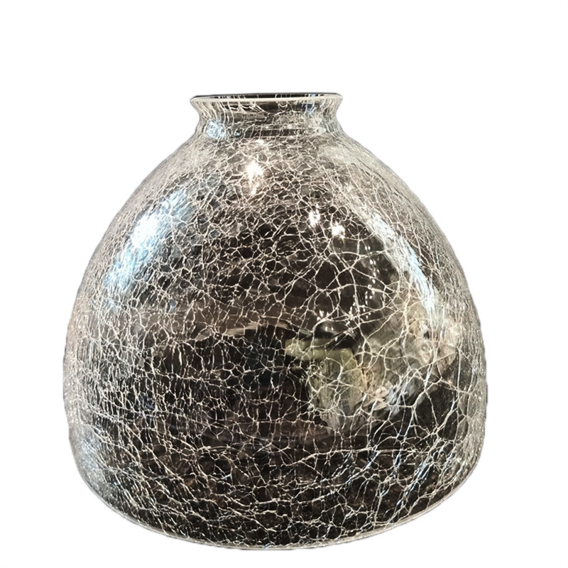 Wholesale Hand Blown Glass Crackle Lamp Shade Cylindrical Light Cover Crackled Glass Lamp Shade Light Fixture Replacement