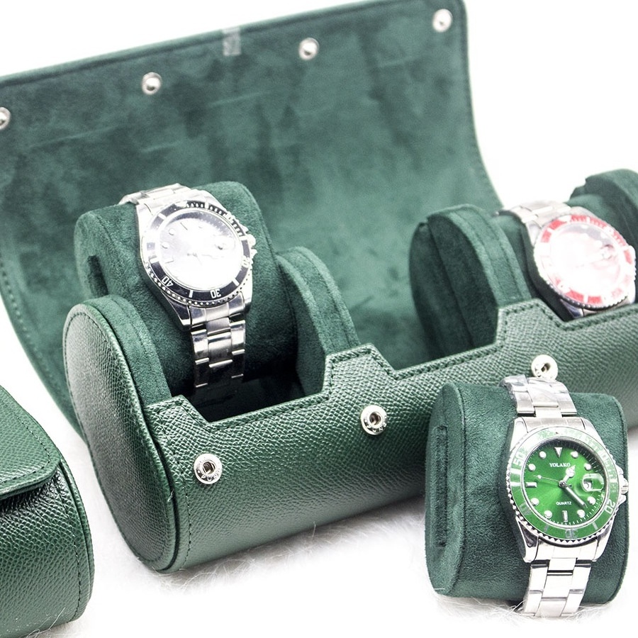 Custom 3 slots Luxury Leather Watch holder Box roll PU travel Watch Roll Bag Men and Women watch roll