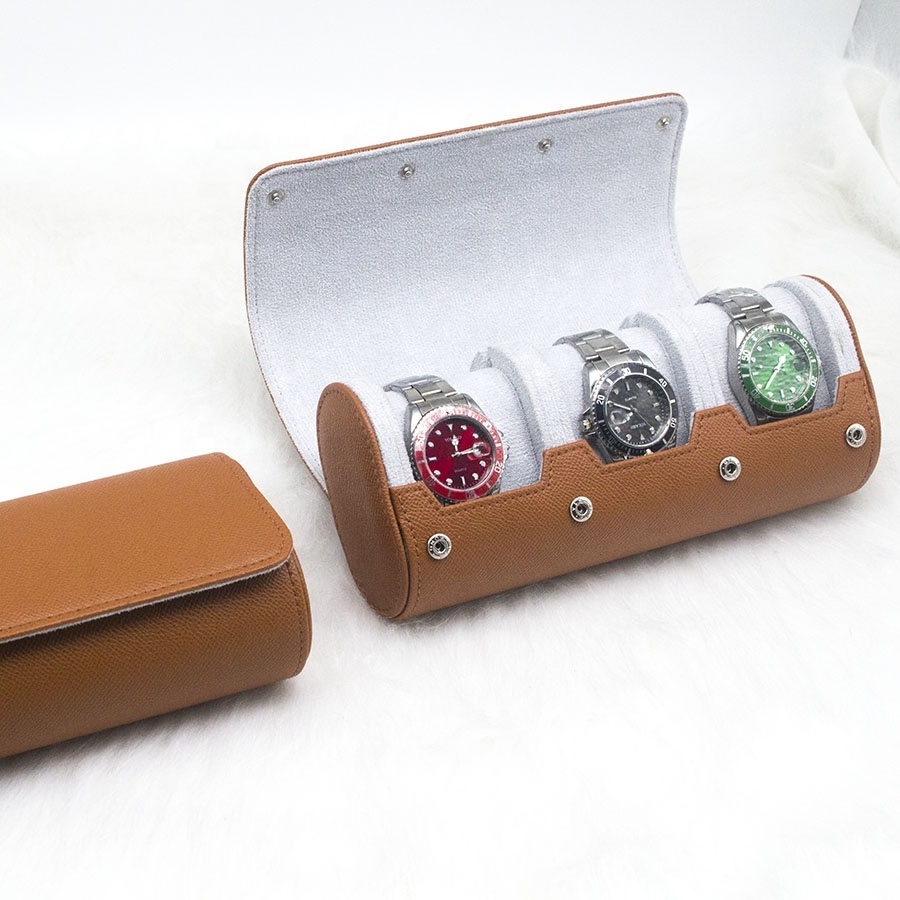 Custom 3 slots Luxury Leather Watch holder Box roll PU travel Watch Roll Bag Men and Women watch roll