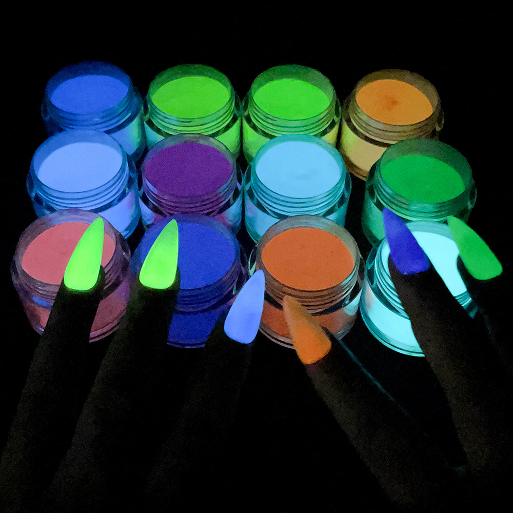 Custom 10ml 30ml 60ml  Glow In The Dark Dip Powder Nails System Organic Luminous Nail Acrylic Powder Private Label