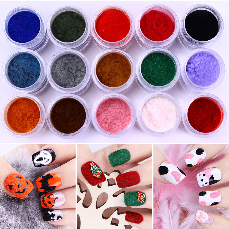 Christmas Velvet Powder Coloured Flashing Powder Winter Polished Nail Decorating Flocking Powder