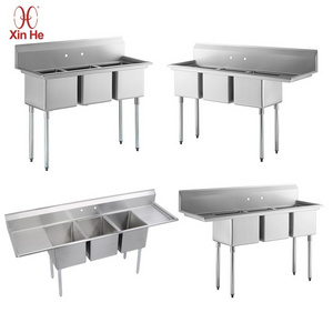 Most Popularhot Sale High Quality 3 Sink Compartment Sink Stand Adjustable 3 Components Sink Restaurant