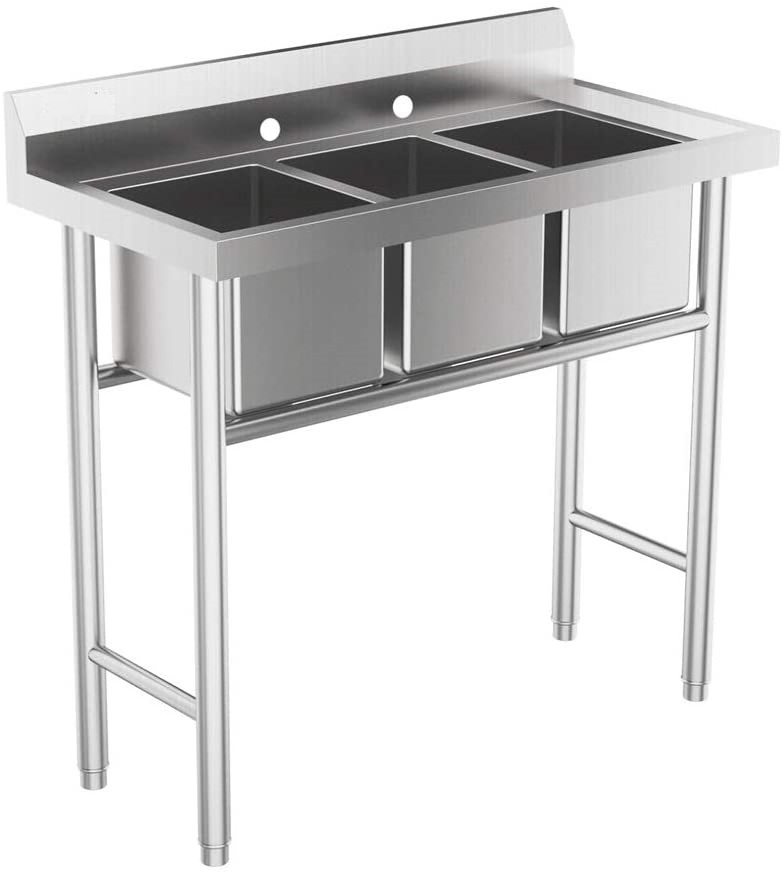 Most Popularhot Sale High Quality 3 Sink Compartment Sink Stand Adjustable 3 Components Sink Restaurant