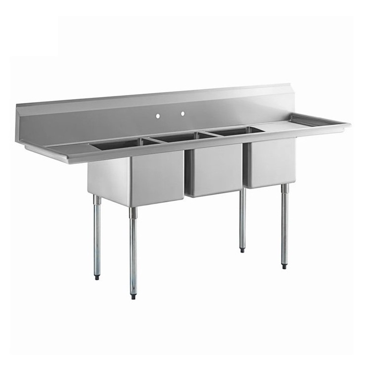 Most Popularhot Sale High Quality 3 Sink Compartment Sink Stand Adjustable 3 Components Sink Restaurant