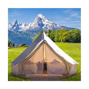 Waterproof Cotton Canvas Bell Tent Outdoor 4 Seasons Family Party Picnic Yurt W/ Stove Hole 4-12 Person Camping Tent