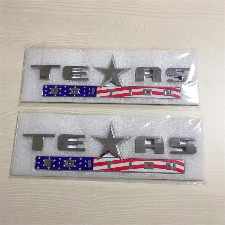 Customized 3D ABS Plastic TEXAS Chrome Black Car Letter Sticker Emblem