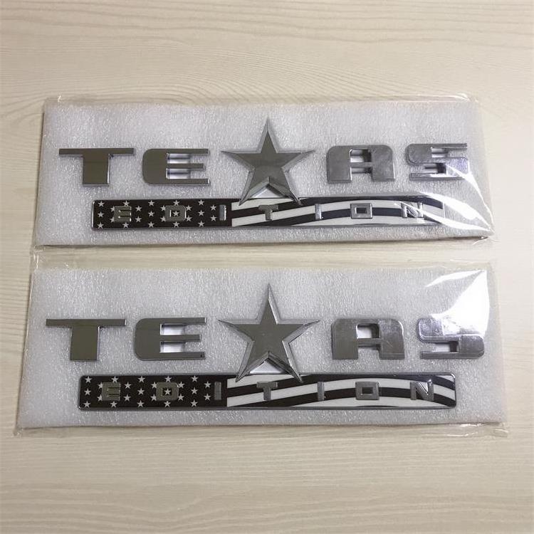 Customized 3D ABS Plastic TEXAS Chrome Black Car Letter Sticker Emblem