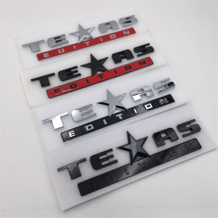 Customized 3D ABS Plastic TEXAS Chrome Black Car Letter Sticker Emblem