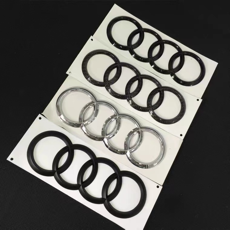 285mm 273mm 192mm 202mm front Grille RearTrunk Rings Badge Emblem logo Sticker for AUDI A1 A3 A4 A5 A6 S3 S4 S5 S6 RS3 RS4 RS5