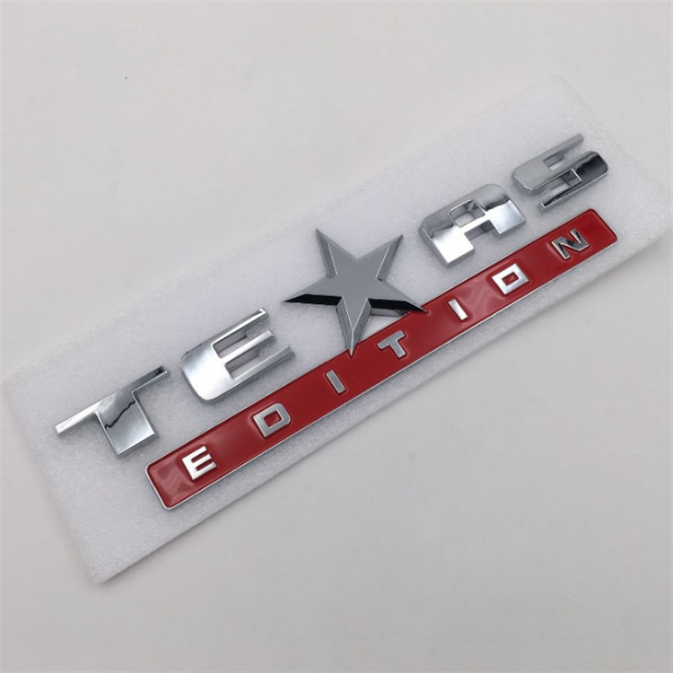 Customized 3D ABS Plastic TEXAS Chrome Black Car Letter Sticker Emblem